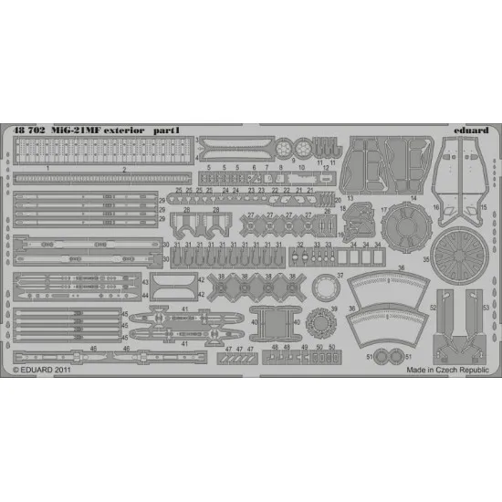 Photoetched set MiG-21MF exterior, for Eduard kit 1/48 Eduard 48702