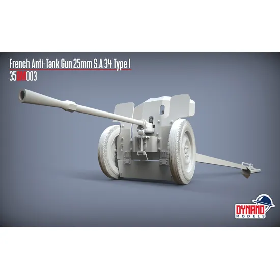 Dynamo Models 35dm003p 1/35 French Anti-tank Gun 25mm S.a 34 Type I Plastic Kit