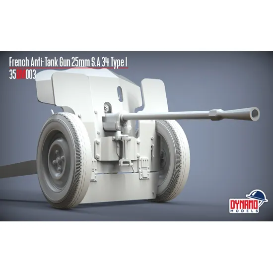 Dynamo Models 35dm003p 1/35 French Anti-tank Gun 25mm S.a 34 Type I Plastic Kit