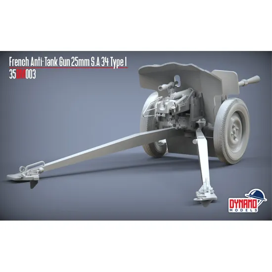 Dynamo Models 35dm003p 1/35 French Anti-tank Gun 25mm S.a 34 Type I Plastic Kit