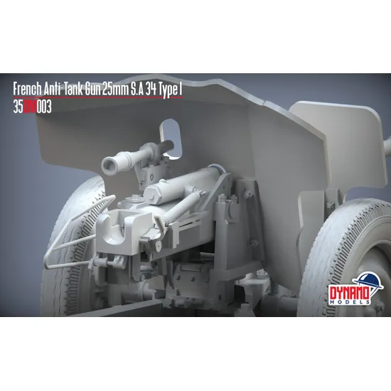 Dynamo Models 35dm003p 1/35 French Anti-tank Gun 25mm S.a 34 Type I Plastic Kit
