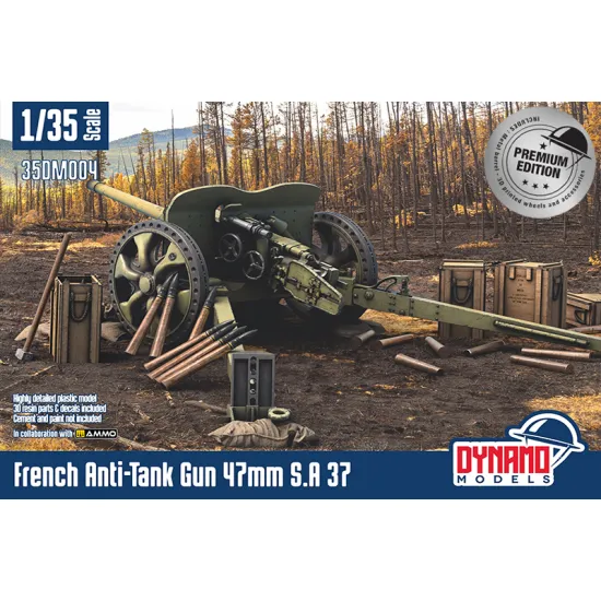 Dynamo Models 35dm004p 1/35 French Anti-tank Gun 47mm S.a 37 Plastic Kit