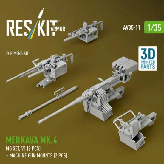 Reskit Rs-av35-0011 1/35 Merkava Mk4 Mg Set V1 2 Pcs Machine Gun Mounts 2 Pcs For Meng Kit 3d Printed
