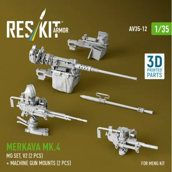 Reskit Rs-av35-0012 1/35 Merkava Mk4 Mg Set V2 2 Pcs Machine Gun Mounts 2 Pcs For Meng Kit 3d Printed