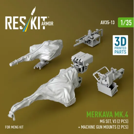 Reskit Rs-av35-0013 1/35 Merkava Mk4 Mg Set V3 2 Pcs Machine Gun Mounts 2 Pcs For Meng Kit 3d Printed