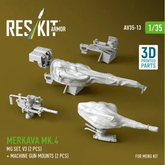 Reskit Rs-av35-0013 1/35 Merkava Mk4 Mg Set V3 2 Pcs Machine Gun Mounts 2 Pcs For Meng Kit 3d Printed