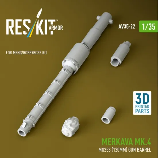 Reskit Rs-av35-0022 1/35 Merkava Mk4 Mg253 120mm Gun Barrel For Meng/Hobbyboss Kit 3d Printed
