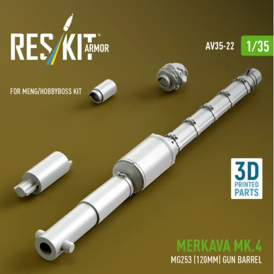 Reskit Rs-av35-0022 1/35 Merkava Mk4 Mg253 120mm Gun Barrel For Meng/Hobbyboss Kit 3d Printed
