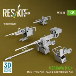 Reskit Rs-av35-0028 1/35 Merkava Mk 4 Mg Set V1 2 Pcs Machine Gun Mounts 2 Pcs For Hobbyboss Kit 3d Printed