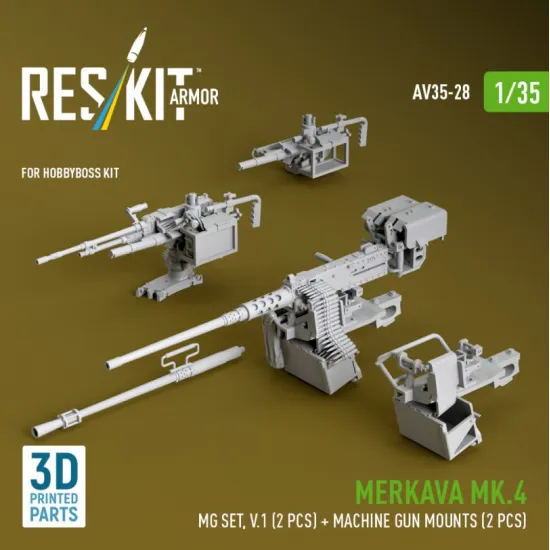 Reskit Rs-av35-0028 1/35 Merkava Mk 4 Mg Set V1 2 Pcs Machine Gun Mounts 2 Pcs For Hobbyboss Kit 3d Printed