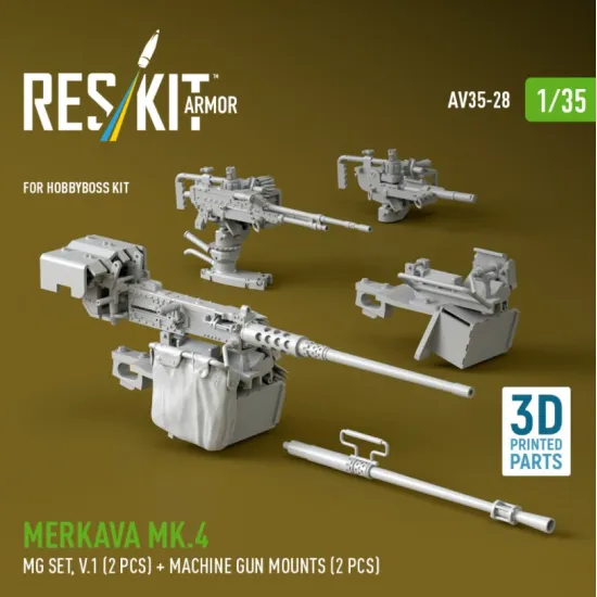 Reskit Rs-av35-0028 1/35 Merkava Mk 4 Mg Set V1 2 Pcs Machine Gun Mounts 2 Pcs For Hobbyboss Kit 3d Printed