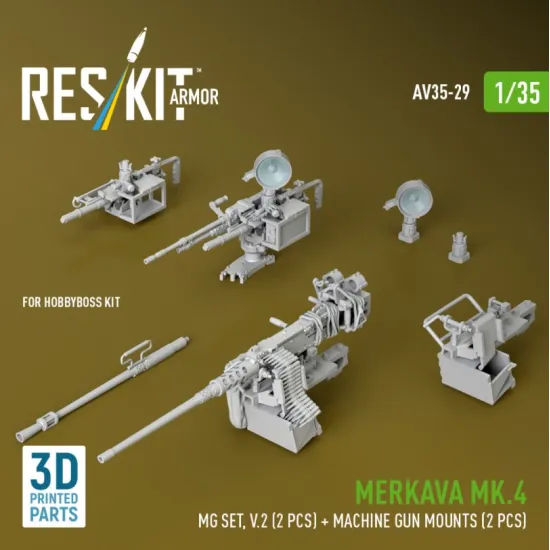 Reskit Rs-av35-0029 1/35 Merkava Mk4 Mg Set V2 2 Pcs Machine Gun Mounts 2 Pcs For Hobbyboss Kit 3d Printed