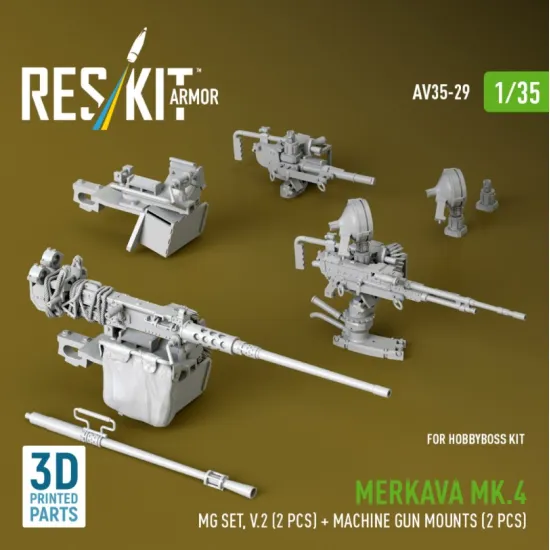 Reskit Rs-av35-0029 1/35 Merkava Mk4 Mg Set V2 2 Pcs Machine Gun Mounts 2 Pcs For Hobbyboss Kit 3d Printed