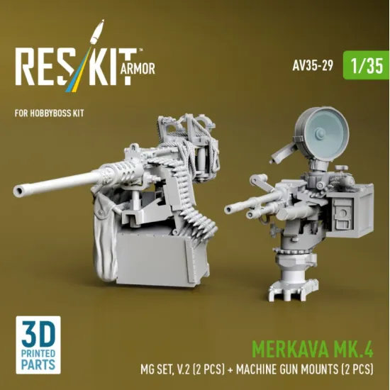 Reskit Rs-av35-0029 1/35 Merkava Mk4 Mg Set V2 2 Pcs Machine Gun Mounts 2 Pcs For Hobbyboss Kit 3d Printed