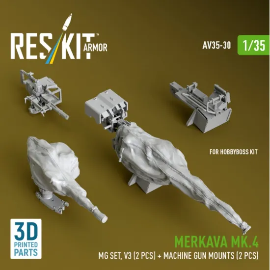 Reskit Rs-av35-0030 1/35 Merkava Mk4 Mg Set V3 2 Pcs Machine Gun Mounts 2 Pcs For Hobbyboss Kit 3d Printed