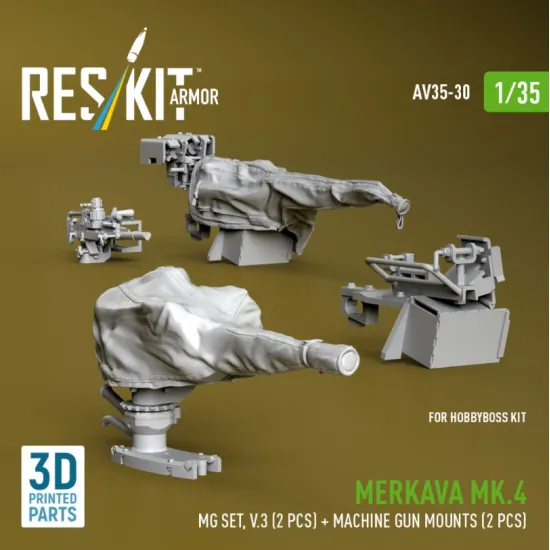 Reskit Rs-av35-0030 1/35 Merkava Mk4 Mg Set V3 2 Pcs Machine Gun Mounts 2 Pcs For Hobbyboss Kit 3d Printed