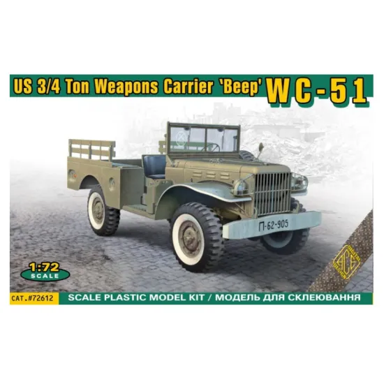 Ace 72612 1/72 Wc-51 Us 3/4 Ton Weapons Carrier Truck Beep Plastic Model Kit