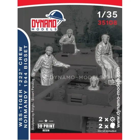 Dynamo Models 35108 1/35 Wss Tiger 222 Crew Normandy 4 Figures Includes Decals 3d Printed Kit