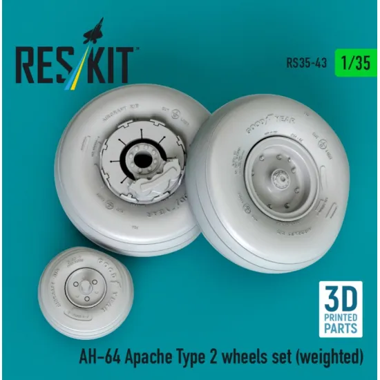 Reskit Rs35-0043 1/35 Ah-64 Apache Type 2 Wheels Set Weighted 3d Printed