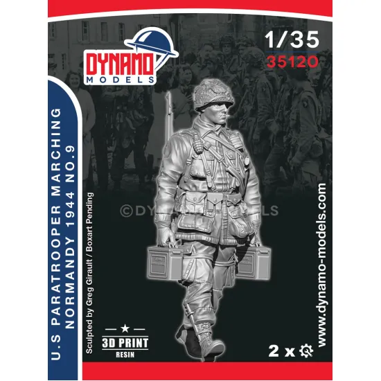 Dynamo Models 35120 1/35 Us Paratrooper Mg Loader Marching Normandy 1944 Ww2 3d Printed Resin Kit