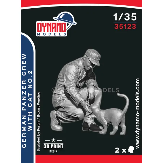 Dynamo Models 35123 1/35 German Panzer Crew With Cat Ww2 3d Resin Kit
