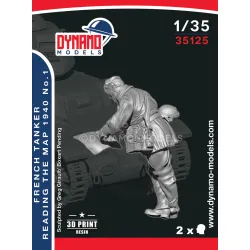 Dynamo Models 35125 1/35 French Tanker Reading The Map 1940 3d Printed Resin Kit