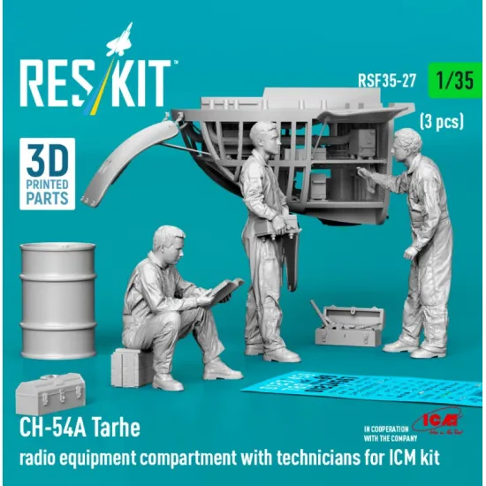 Reskit Rsf35-0027 1/35 Ch-54a Tarhe Radio Equipment Compartment With Technicians 3 Pcs For Icm Kit 3d Printed