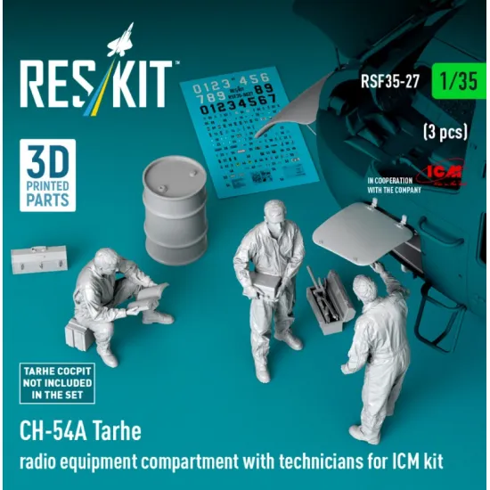 Reskit Rsf35-0027 1/35 Ch-54a Tarhe Radio Equipment Compartment With Technicians 3 Pcs For Icm Kit 3d Printed