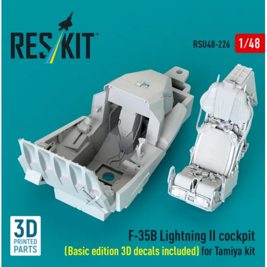 Reskit RSU48-0226 1/48 ​F-35B Lightning II cockpit Basic edition 3D decals included for Tamiya kit 3D Printed