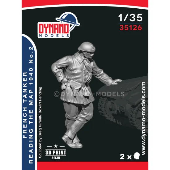 Dynamo Models 35126 1/35 French Tanker Reading The Map 1940 3d Printed Resin Kit