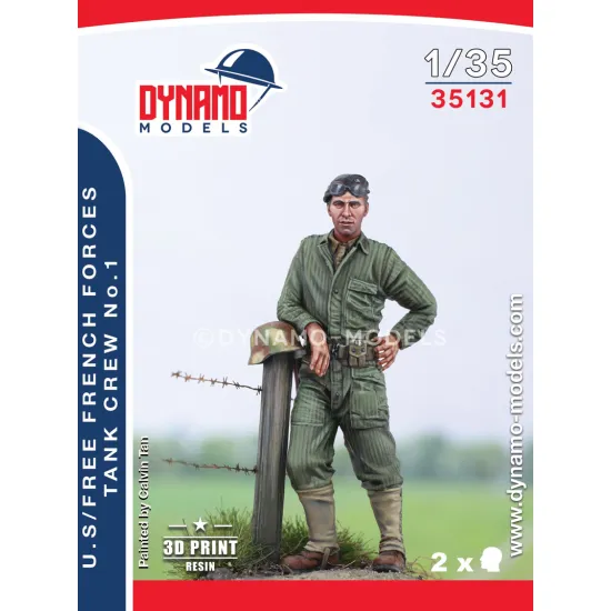 Dynamo Models 35131 1/35 Us/Free French Forces Tank Crew 3d Printed Resin Kit