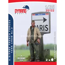 Dynamo Models 35132 1/35 Us/Free French Forces Tank Crew 3d Printed Resin Kit