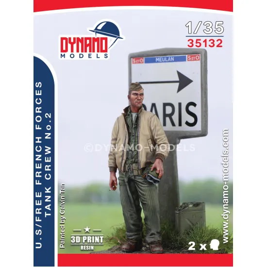 Dynamo Models 35132 1/35 Us/Free French Forces Tank Crew 3d Printed Resin Kit
