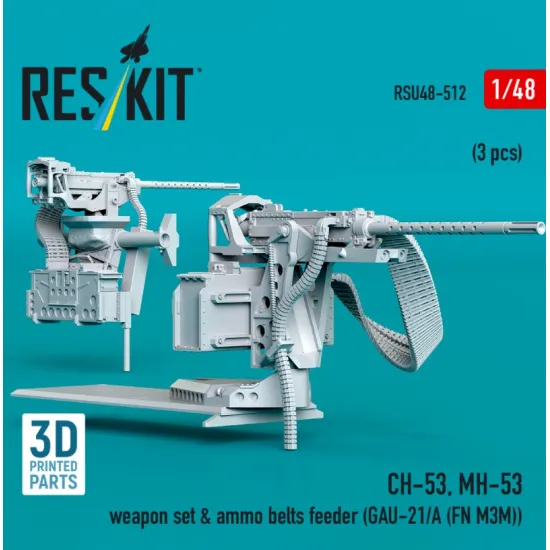 Reskit RSU48-0512 1/48 ​​CH-53 MH-53 weapon set / ammo belts feeder GAU-21/A FN M3M 3 pcs 3D Printed
