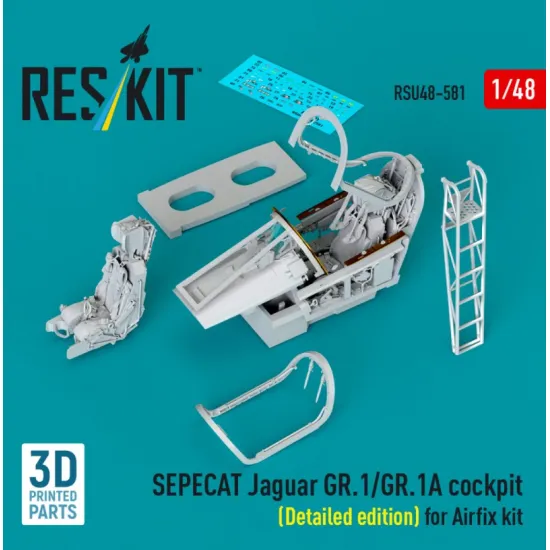 Reskit RSU48-0581 1/48 ​​SEPECAT Jaguar GR 1/GR 1A cockpit Detailed edition for Airfix kit 3D Printed