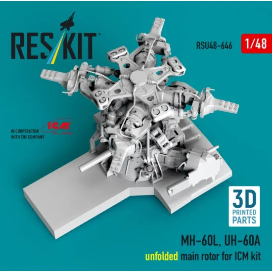 Reskit RSU48-0646 1/48 MH-60L UH-60A unfolded main rotor for ICM kit 3D Printed
