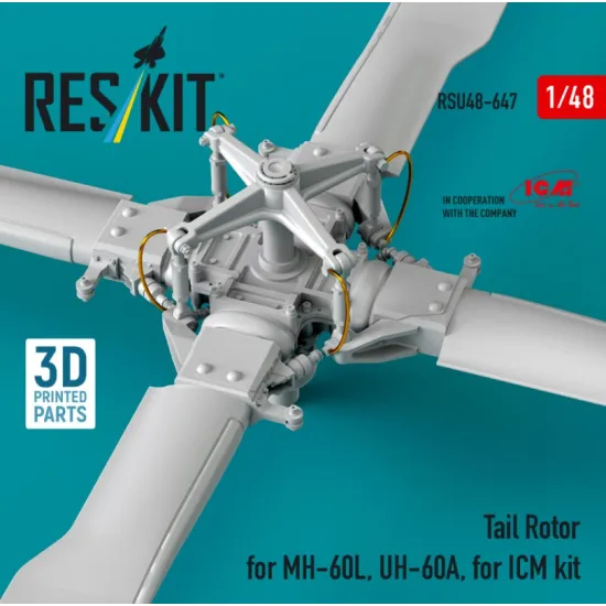 Reskit Rsu48-0647 1/48 Tail Rotor For Mh-60l Uh-60a For Icm Kit 3d Printed