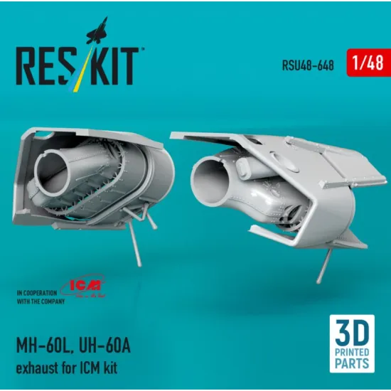 Reskit Rsu48-0648 1/48 Mh-60l Uh-60a Exhaust For Icm Kit 3d Printed