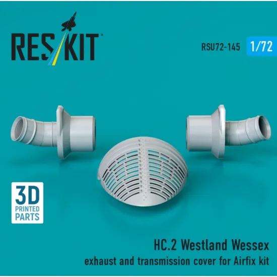 Reskit Rsu72-0145 1/72 Hc 2 Westland Wessex Exhaust And Transmission Cover For Airfix Kit 3d Printed