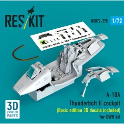 Reskit Rsu72-0278 1/72 A-10a Thunderbolt Ii Cockpit Basic Edition 3d Decals Included For Gwh Kit 3d Printed
