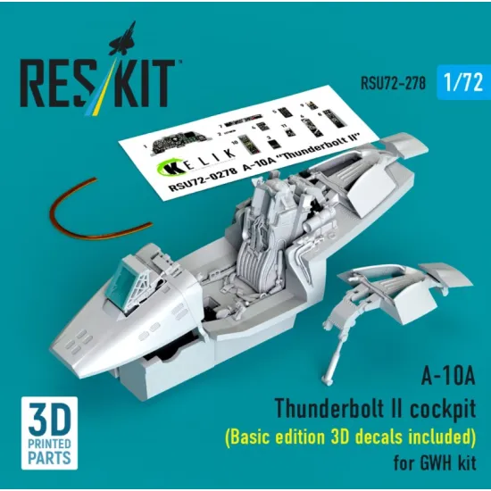 Reskit Rsu72-0278 1/72 A-10a Thunderbolt Ii Cockpit Basic Edition 3d Decals Included For Gwh Kit 3d Printed