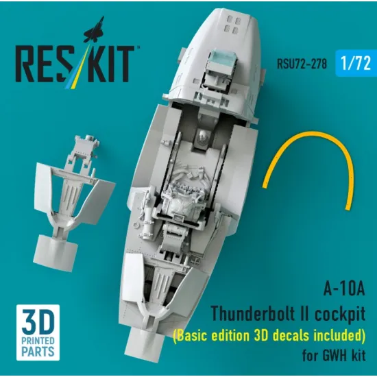 Reskit Rsu72-0278 1/72 A-10a Thunderbolt Ii Cockpit Basic Edition 3d Decals Included For Gwh Kit 3d Printed