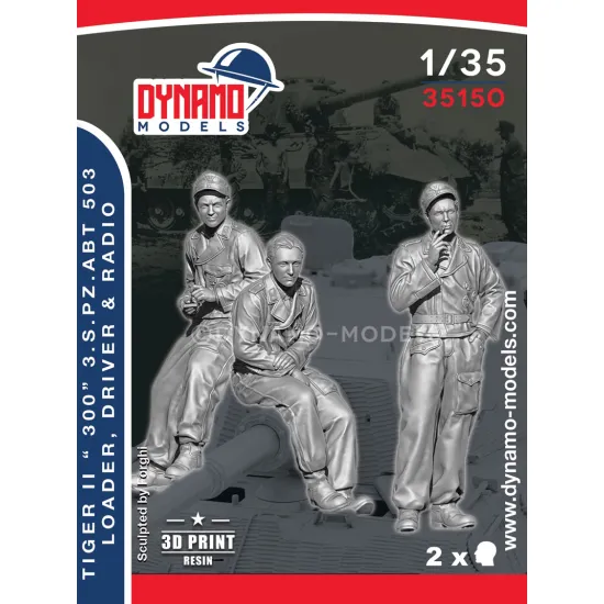 Dynamo Models 35150 1/35 Tiger Ii 300 S.pz.abt 503 Crew 3 Figures Ww2 3d Printed Resin Kit