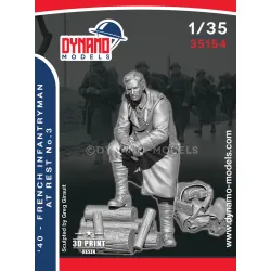 Dynamo Models 35154 1/35 French Infantryman At Rest 1940 Ww2 3d Printed Resin Kit