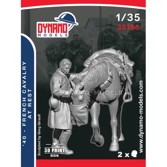 Dynamo Models 35156 1/35 French Cavalry At Rest 1940 Ww2 3d Printed Resin Kit