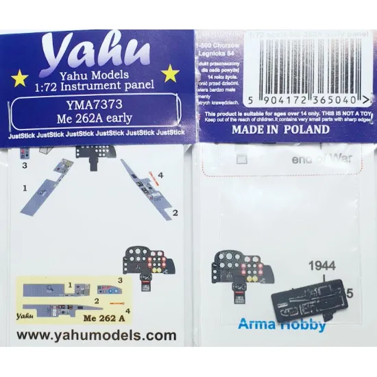 Yahu Model Yma7373 1/72 Instrument Panel For Me-262a Early Arma Hobby