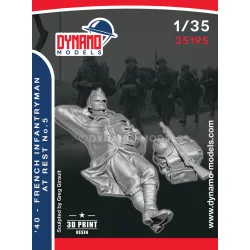 Dynamo Models 35195 1/35 1940 French Infantryman At Rest 3d Printed Resin Kit