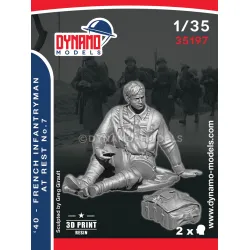 Dynamo Models 35197 1/35 1940 French Infantryman At Rest 3d Printed Resin Kit