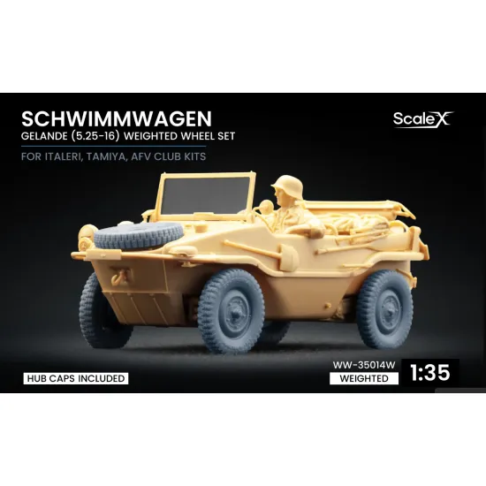 Scalex Ww-35014w 1/35 Schwimmwagen Gelande V1 5/25-16 Weighted Wheel Set For Italeri Tamiya Afv Club