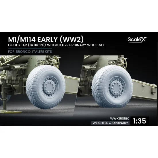 Scalex Ww-35018c 1/35 M1/M114 Early Ww2 Ordinary And Weighted Wheel Set For Bronco Italeri
